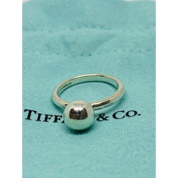Tiffany Co Sterling Silver 8mm HardWear Hardware Round Ball Ring Size 5.75 - Picture 5 of 7